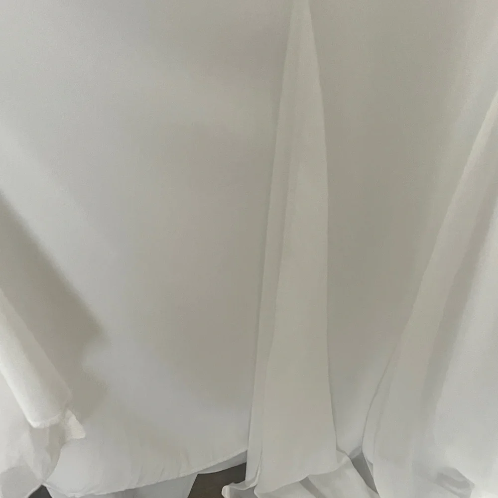 NWOT Elegant White One-Shoulder Gown with mesh sleeve, lined, XXL beautiful! - Picture 6 of 7